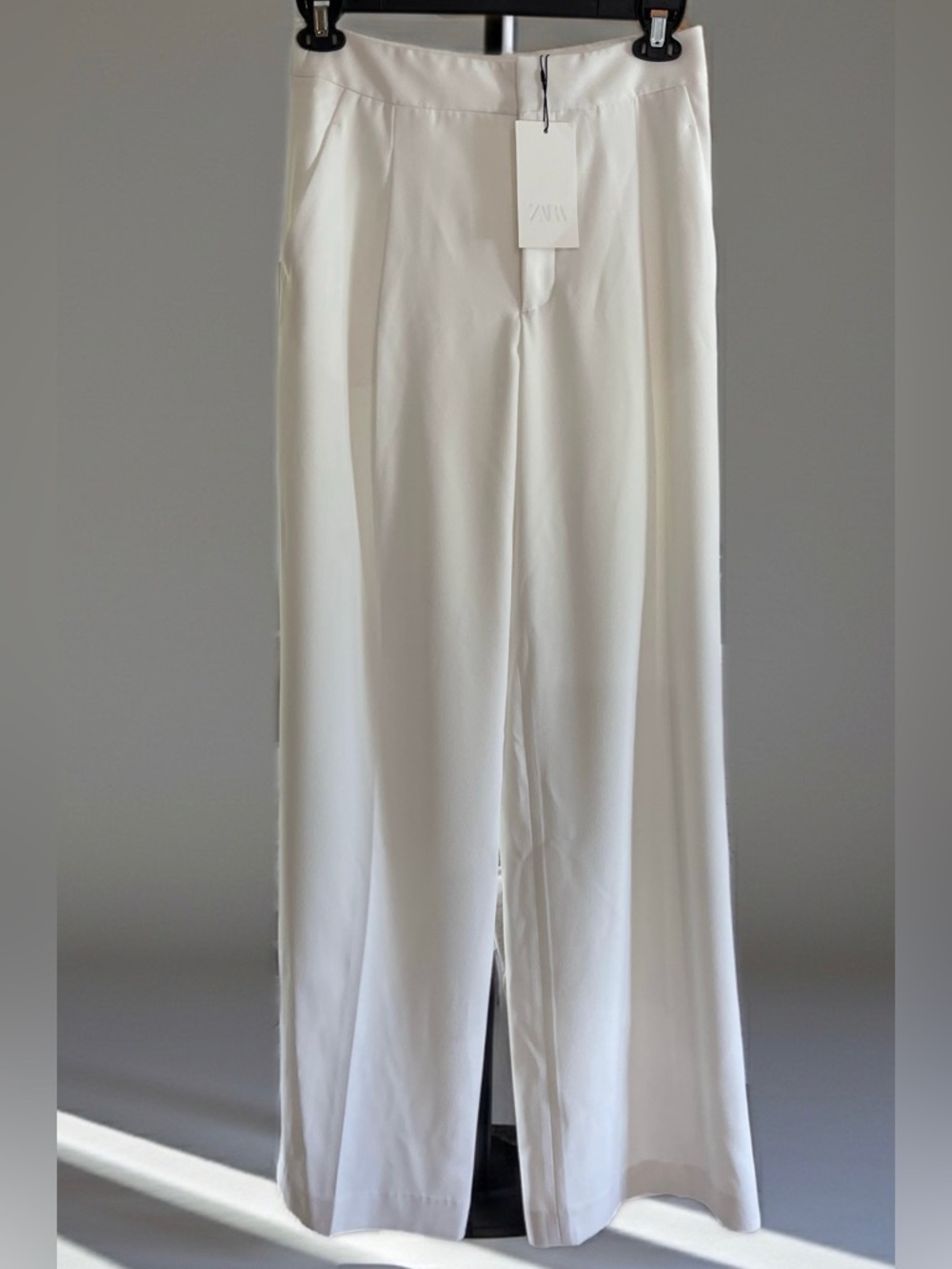 NWT Zara Cream/Ivory  Wide-Leg Trousers Dress Pants SZ S